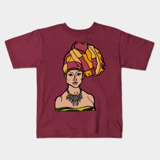 African Woman in Headwrap Kids T-Shirt